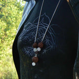 Natural Brown Rudraksha Garnet Silver Necklace Cuff