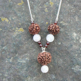 Natural Brown Rudraksha Garnet Silver Necklace Cuff