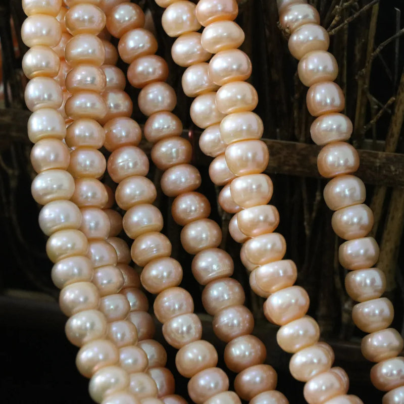 Orange Cultured Freshwater Pearl Beads 9-10mm DIY Jewelry 15in