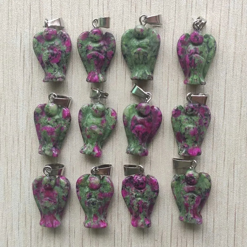 Natural Epidote Zoisite Angel Pendants for Jewelry Making