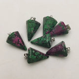 12pcs Natural Epidote Stone Pendulum Cone Pendant for Jewelry Making