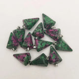 12pcs Natural Epidote Stone Pendulum Cone Pendant for Jewelry Making