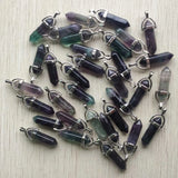 24pcs Natural Fluorite Stone Pillar Charms Point Pendants for Jewelry Making