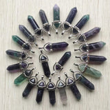 24pcs Natural Fluorite Stone Pillar Charms Point Pendants for Jewelry Making