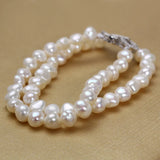 7-8mm Baroque Double Row Freshwater Pearl Bracelet for Women