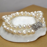7-8mm Baroque Double Row Freshwater Pearl Bracelet for Women