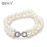 7-8mm Baroque Double Row Freshwater Pearl Bracelet for Women