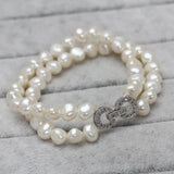 7-8mm Baroque Double Row Freshwater Pearl Bracelet for Women