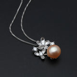 Freshwater Pearl Pendant Necklace 925 Sterling Silver Women Jewelry Wedding