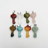 Natural Gem Stone Carving Key Necklace Pendant Jewelry DIY Accessories