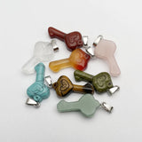 Natural Gem Stone Carving Key Necklace Pendant Jewelry DIY Accessories
