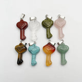 Natural Gem Stone Carving Key Necklace Pendant Jewelry DIY Accessories