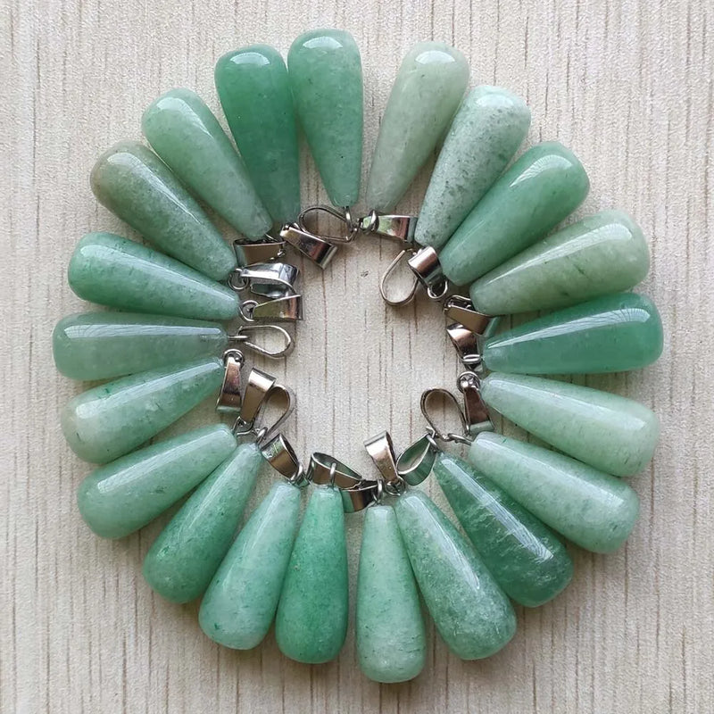 Green Aventurine Water Drop Pendants for Jewelry Making 50pcs/lot