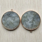 Labradorite Stone Round Side Pendants for Jewelry Making 6pcs