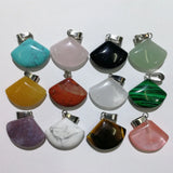 50pcs Natural Fan-Shaped Stone Pendants for Jewelry Making