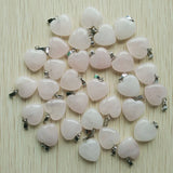 Pink Rose Quartz Charms Heart Pendants 16mm 50pcs/lot