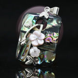 Abalone Shell Carved Flower Pendant 30x44mm Silver Color