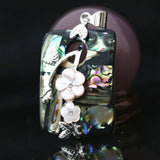 Abalone Shell Carved Flower Pendant 30x44mm Silver Color