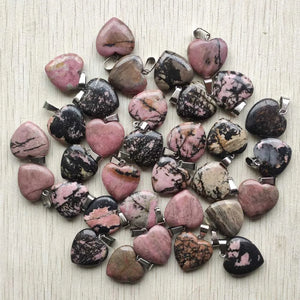 Natural Rhodochrosite Stone Heart Pendants 20mm 50pcs/lot