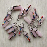 Rose Quartz 7 Chakras Pendulum Pendants for Jewelry Making