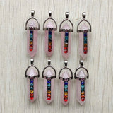 Rose Quartz 7 Chakras Pendulum Pendants for Jewelry Making