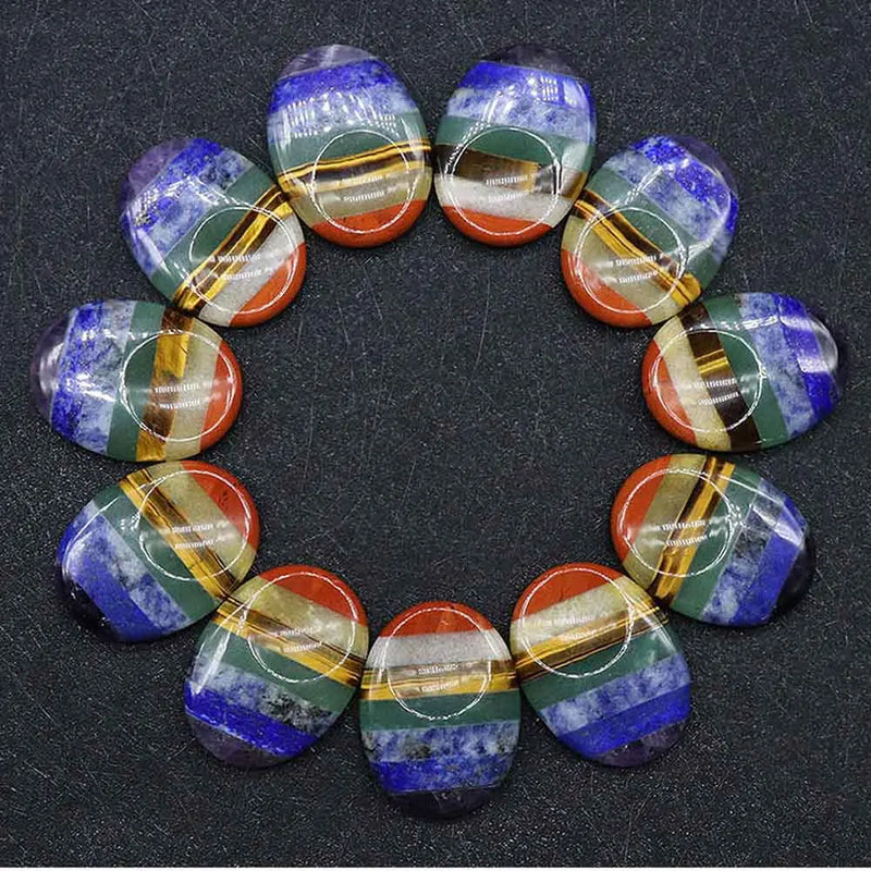 7 Chakra Layered Shape Hand Game Stone for Men Women