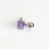 Natural Stone Amethysts Perfume Bottle Necklace Pendant Charm 2pc