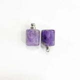 Natural Stone Amethysts Perfume Bottle Necklace Pendant Charm 2pc