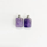 Natural Stone Amethysts Perfume Bottle Necklace Pendant Charm 2pc