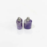 Natural Stone Amethysts Perfume Bottle Necklace Pendant Charm 2pc
