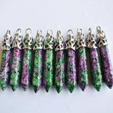 Amethyst Hexagonal Pillar Charms Pendants 12x50mm for Necklace Making