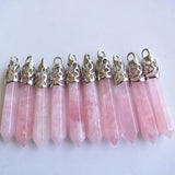 Amethyst Hexagonal Pillar Charms Pendants 12x50mm for Necklace Making