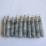Amethyst Hexagonal Pillar Charms Pendants 12x50mm for Necklace Making