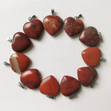 Natural Stone Heart Pendants Necklace Charms 50pcs/lot