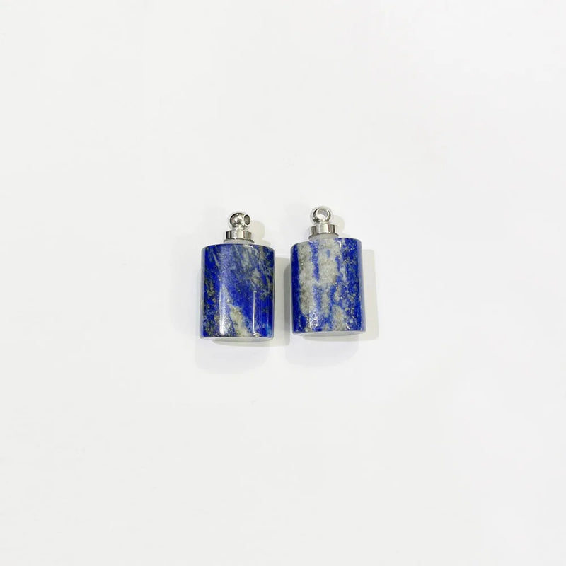 Natural Stone Lapis Laz Perfume Bottle Necklace Pendant Charm 2pc