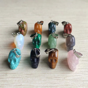 12pcs/lot Natural Stone Skull Skeleton Charms Pendants for DIY Jewelry Making