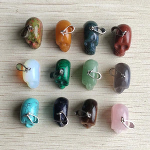 12pcs/lot Natural Stone Skull Skeleton Charms Pendants for DIY Jewelry Making