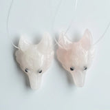 Pink Carved Wolf Head Pendants for Necklace 2pcs/lot