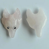 Pink Carved Wolf Head Pendants for Necklace 2pcs/lot