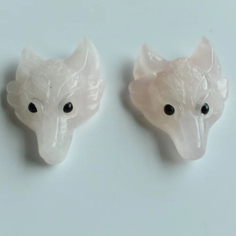 Pink Carved Wolf Head Pendants for Necklace 2pcs/lot