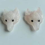 Pink Carved Wolf Head Pendants for Necklace 2pcs/lot