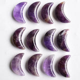 Tiger Eye Stone Amethyst Moon Shape Pendants 12pcs