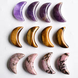 Tiger Eye Stone Amethyst Moon Shape Pendants 12pcs
