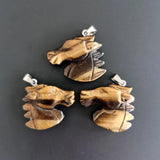 Tiger Eye Carved Horse Heads Charms Pendants 6pcs