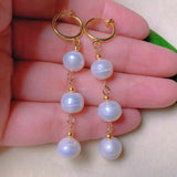 Baroque Round Pearl Beads Earrings for Mother's Party