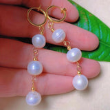 Baroque Round Pearl Beads Earrings for Mother's Party