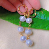 Baroque Round Pearl Beads Earrings for Mother's Party
