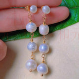 Natural Freshwater Pearl Ear Stud Hook Lucky Women Holiday Gift