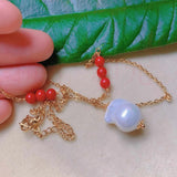 Natural Shell Pearl Red Beads Necklace for Women