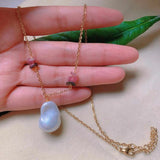 Green Pearl Square Necklace Pendant Natural Shell Pearl